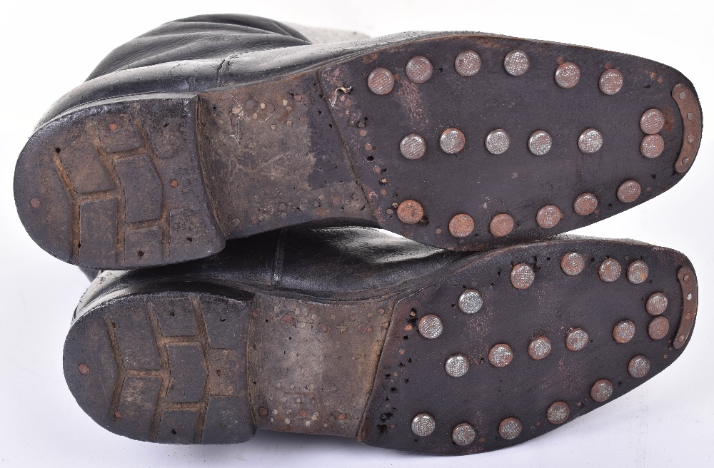 Pair of WW2 German Officers Boots, in black leather, soles with hobnail ...