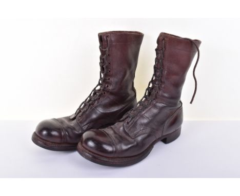WW2 American Airborne Jump Boots, fine brown leather examples with the soles stamped US ARMY. Complete with laces and remain 