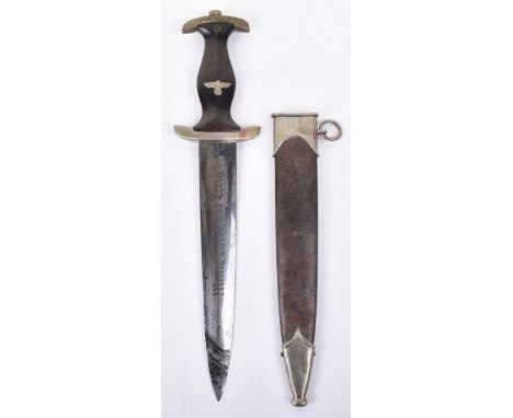 Third Reich Model 1933 SS Enlisted Mans Dress Dagger by E Pack &amp; Sohne, black ebony grip retaining the original eagle to 