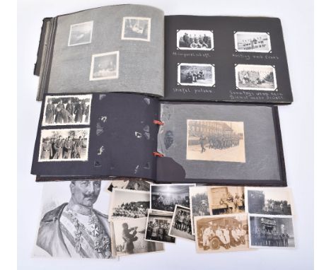 WW2 German Luftwaffe Photograph Album, with mostly snapshot images of soldiers in uniform, parade grounds, presentation of re