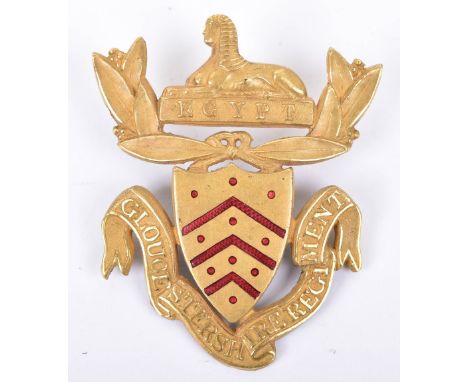 Rare Victorian Post 1881 Gloucestershire Regiment Officers Forage Cap Badge, fine example of the gilt metal arms of the city 