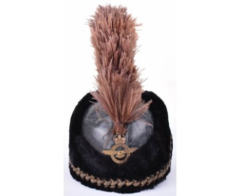 Royal Air Force Officers Inter War Parade Full Dress Busby, leather covered shell with seal fur surround, knotted gold bullio