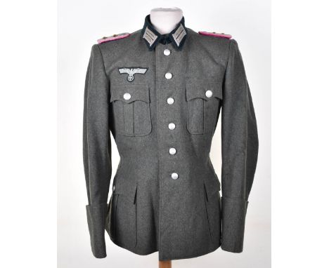 WW2 German Army Officers Combat Tunic, good example of a four pocket officers combat tunic with bullion wire embroidered offi