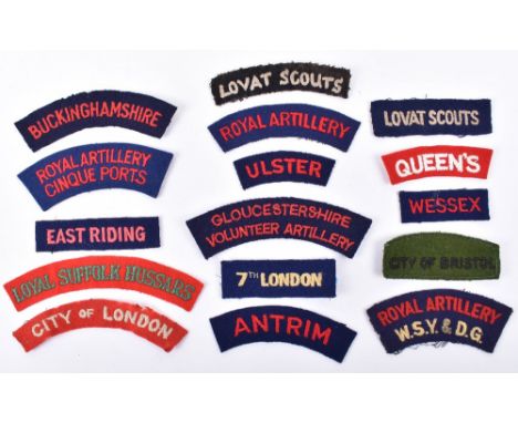 Grouping of Cloth Shoulder Titles of Royal Artillery Interest, all being embroidered examples, including 220th Independent An