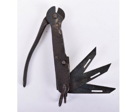 Rare WW2 Special Forces SOE / OSS Escape Utility Knife, slab sides encasing three small hacksaw blades, small tyre slasher bl