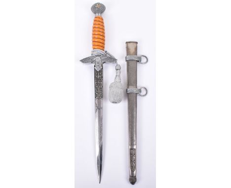 Luftwaffe 2nd Pattern Officers Dress Dagger with Engraved Blade, fine example of an orange handled Luftwaffe 2nd pattern dres