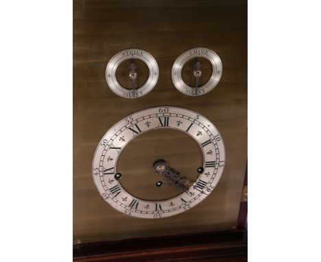 Antique mahogany cased bracket clock, the dial with Roman numeral chapter ring and Chime and Strike subsidiary dials, the mov