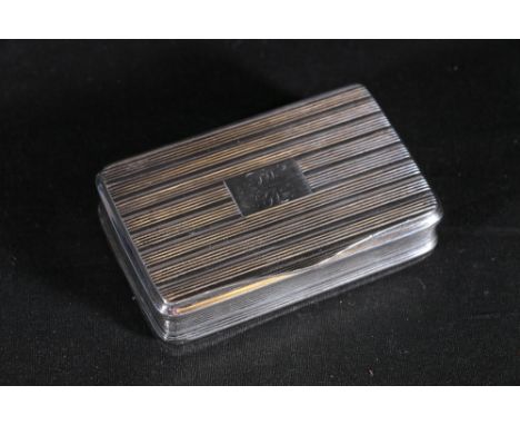 Georgian silver snuff box with engraved line decoration and gilded interior, makers mark rubbed, Birmingham 1815, 8.5cm x 5.5