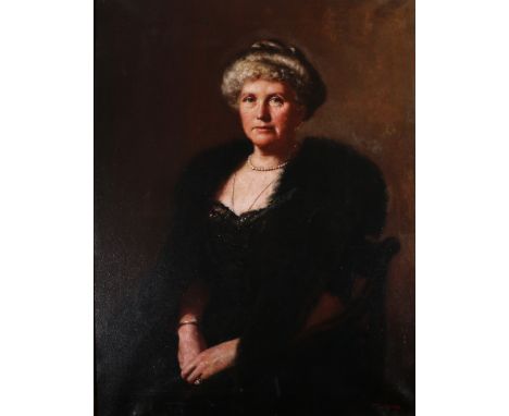 Possibly FREDERICK MANSFIELD LUTYENS (1860-1924)&nbsp;Portrait of a women&nbsp;Signed F Lutyens and dated 1912, oil on canvas