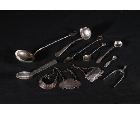 Pair of silver wishbone tong by&nbsp;James Swann &amp; Son, Birmingham 1948, silver spoon by AMW London 1979, antique silver 