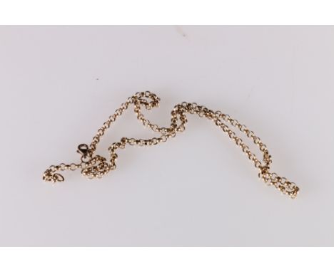 9ct yellow gold ring link neck chain, 9.8g, 46.5cm.