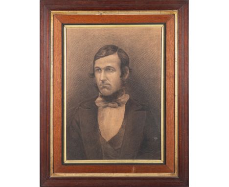 British School, 19th Century Portrait of a gentleman Charcoal drawing 58 x 42cm,    