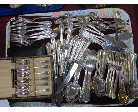 Plated Cutlery,A1 K Bright of Sheffield, approximately eighty eight pieces, cased spoons and forks:- One Tray.
