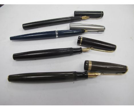 Fountain Pen - Conway Stewart London warranted 1st Quality 14ct nib, side lever filled, all black in colour. Geo-S-Parker R.E