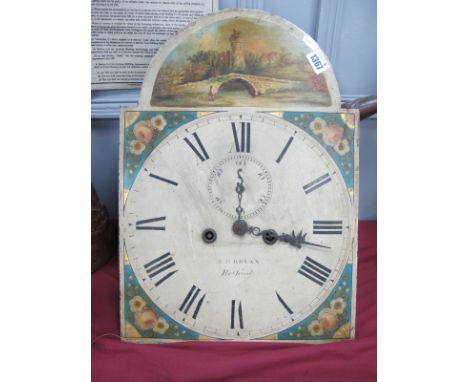 A XIX Century Longcase Clock, white dial, by R.H. Bryan of Retford, featuring castle scene.