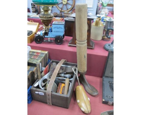 Cobblers Tool: including 9½ last, hammer, spike, punches, legs, Jackson Haines Skates.