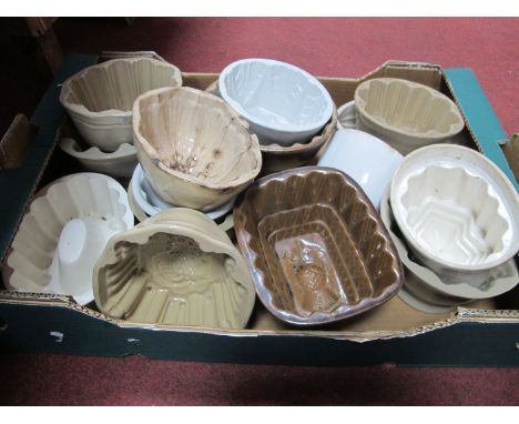 Thirteen Ceramic Jelly Moulds, by Lovatts, etc mostly early XX Century.