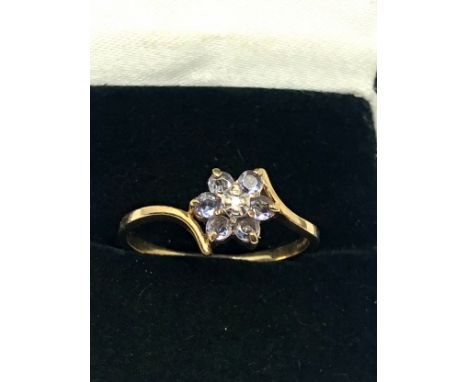9ct gold tanzanite &amp; diamond ring weight 1.7g 