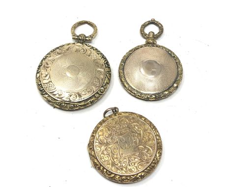 3 x 9ct back &amp; front gold vintage pocket watch conversion lockets (33.5g) 