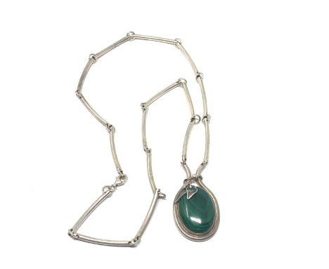 silver malachite pendant necklace weight 30g 