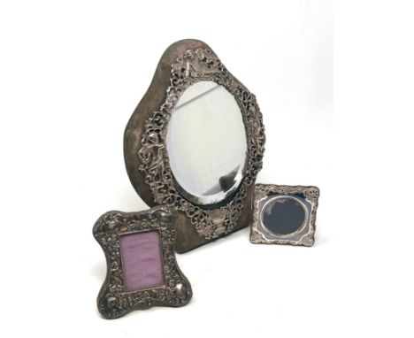 3 vintage silver picture frames largest measures approx 21cm by 17cm 