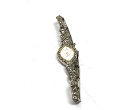 Vintage silver &amp; marcasite hallmarked Nivada ladies wristwatch untested 