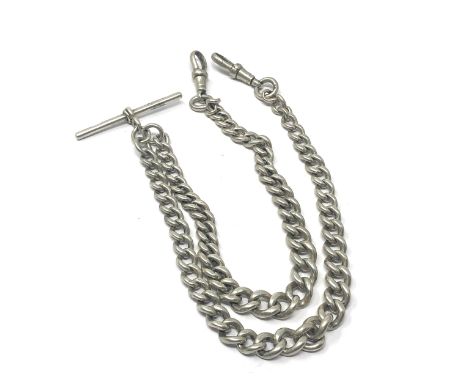 Antique silver double albert watch chain weight 54g 