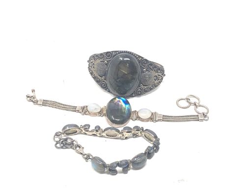3 X .925 Labradorite Set Jewellery Including Bangle (118g) 