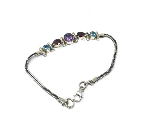 Silver hallmarked gemset bracelet weight 