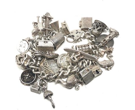 Vintage .925 Charm Bracelet Packed With Assorted Silver Charms (135g) 