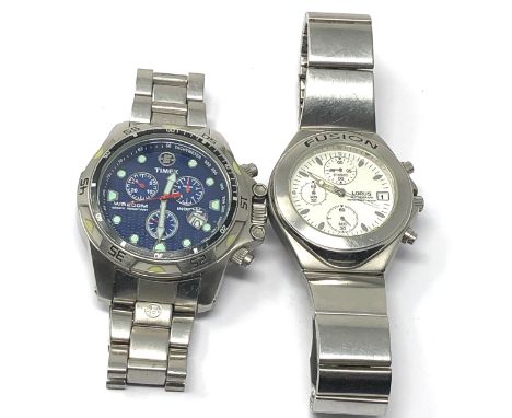 2 gents chronograph wristwatches timex &amp; lorus both watches are ticking 