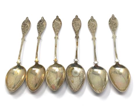 set of 6 antique continental silver tea spoons 