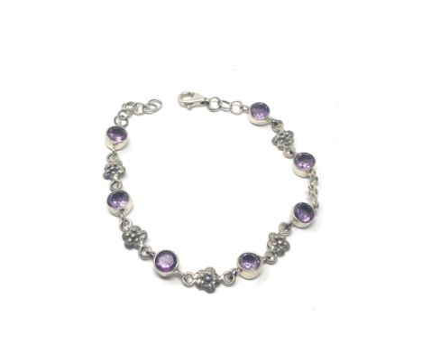 Silver amethyst set bracelet 