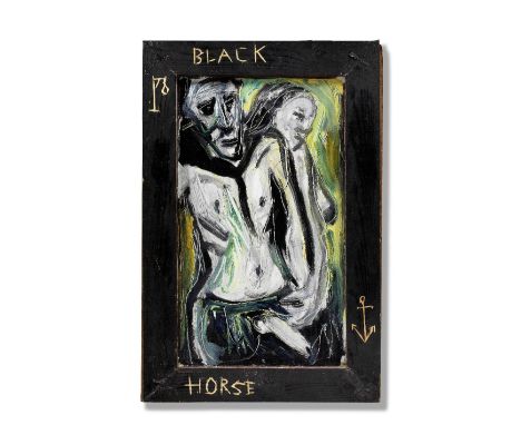 TRACEY EMIN (B. 1963)The Last Black Horse circa 1985  signed and titled on the reverseoil and wood collage on board45.4 by 30