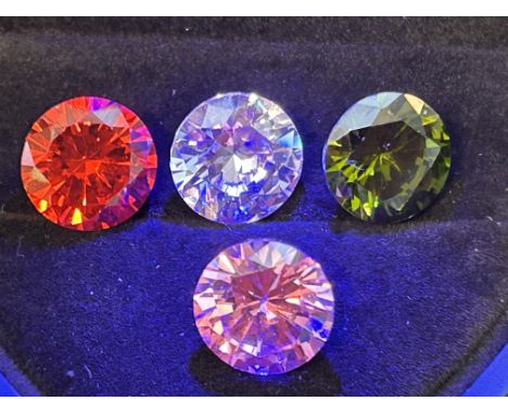 5ct ruby red Moissanite, 5ct clear Moissanite, 5ct olive green Moissanite & 5ct pink Moissanite