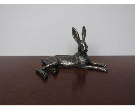 A resin bronze recumbent hare 