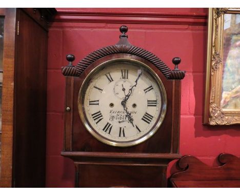 A Fairclough, Dublin, George III longcase clock with white enamel dial, two train movement striking on a bell, 200cm high