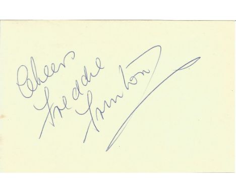 Freddie Frinton comedian and actor, a signed 5.5x3.5 album page. Mostly remembered for his comedy sketch  Dinner for One .Goo