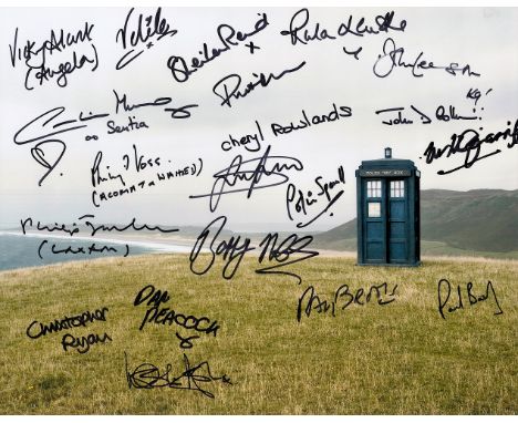 Dr Who 16x12 multi signed photo signed by 18 stars from the iconic BBC SCI Fi series includes Philip Voss, Prentis Hancock, F