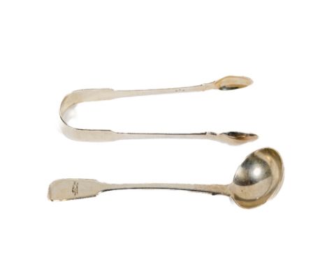 An Irish&nbsp;Georgian silver plain design Sugar Tongs,&nbsp;by Matthew West, Dublin; together with an Irish Victorian silver