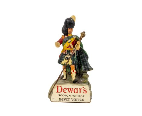 Advertisement: Dewars - Scotch Whisky Never Varies, model of a Scottish Highlander, together with a Print&nbsp;Guinness &amp;