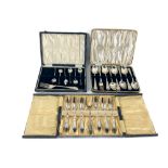 A cased set of 6 silver Coffee Spoons, each with coffee bean top, two similar Sheffield bright cut