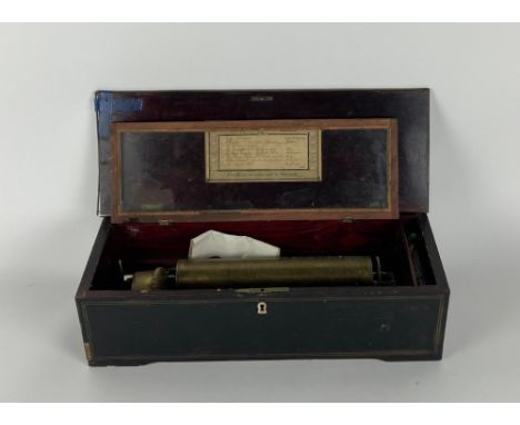 A 19th Century Swiss 8-Air Music Box, in rectangular ebonised case, distressed (as is), comb intact and all teeth present, 48