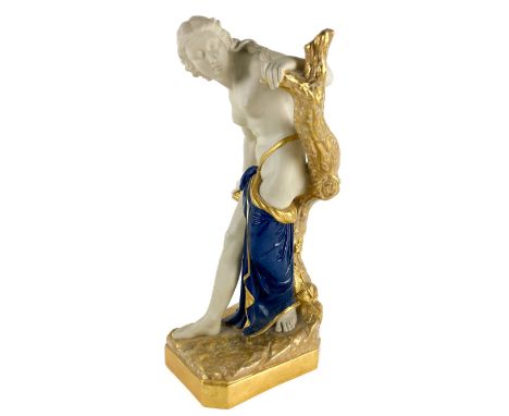 A fine Royal Worcester porcelain Figure, of the bathed semi-nude leaning on a tree stump, 40cms (15 1/2"). (1)