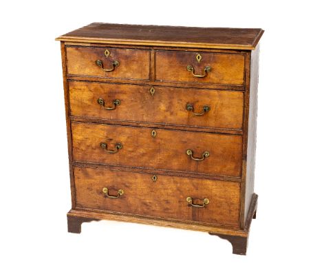 A Georgie III period mahogany Chest, of three long and two short drawers with rectangular moulded top and raised on bracket f