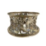 An attractive 19th Century Irish silver pierced and decorated Dish Ring, designed with birds, castle