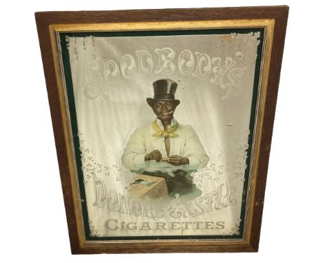Advertisement: An original Goodbody's Donore Castle Cigarettes&nbsp;Mirror, depicting Gentleman seated lighting a cigarette w