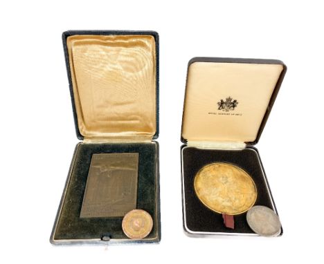 A rare Royal Academy of the Arts silver gilt Medal, with Birmingham mark to Arnold Machin, the accomplished sculptor, cased; 