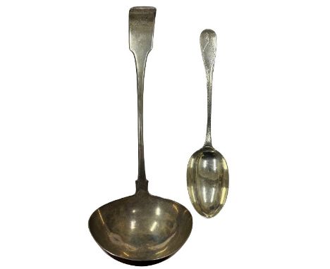 A Georgian period Irish silver Soup Ladle, by Matthew West, Dublin, with etched crest handle, approx. 31cms (12") long, appro