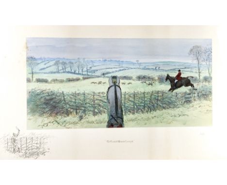 Charles "Snaffles" Johnson Payne (1884-1967) "The Finest View in Europe," coloured print, depicting view from horse back of h